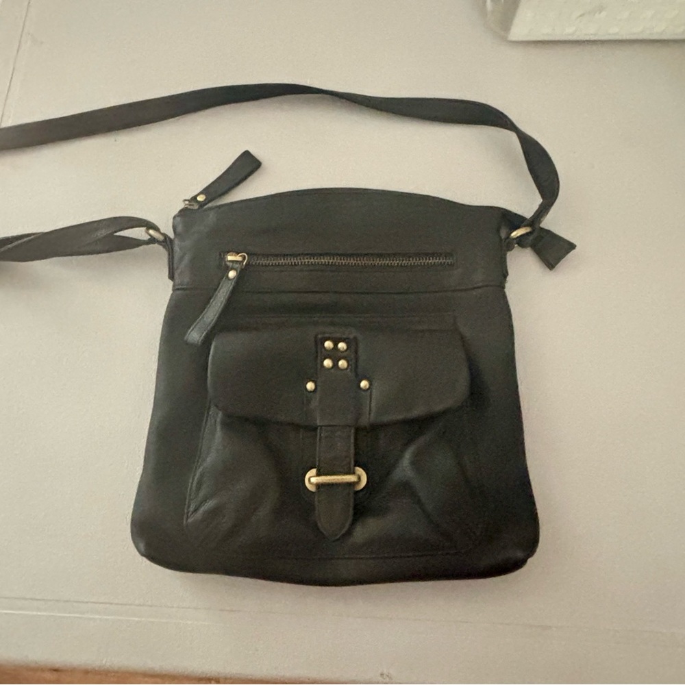 NWOT Black Crossbody Bag with Gold Accents